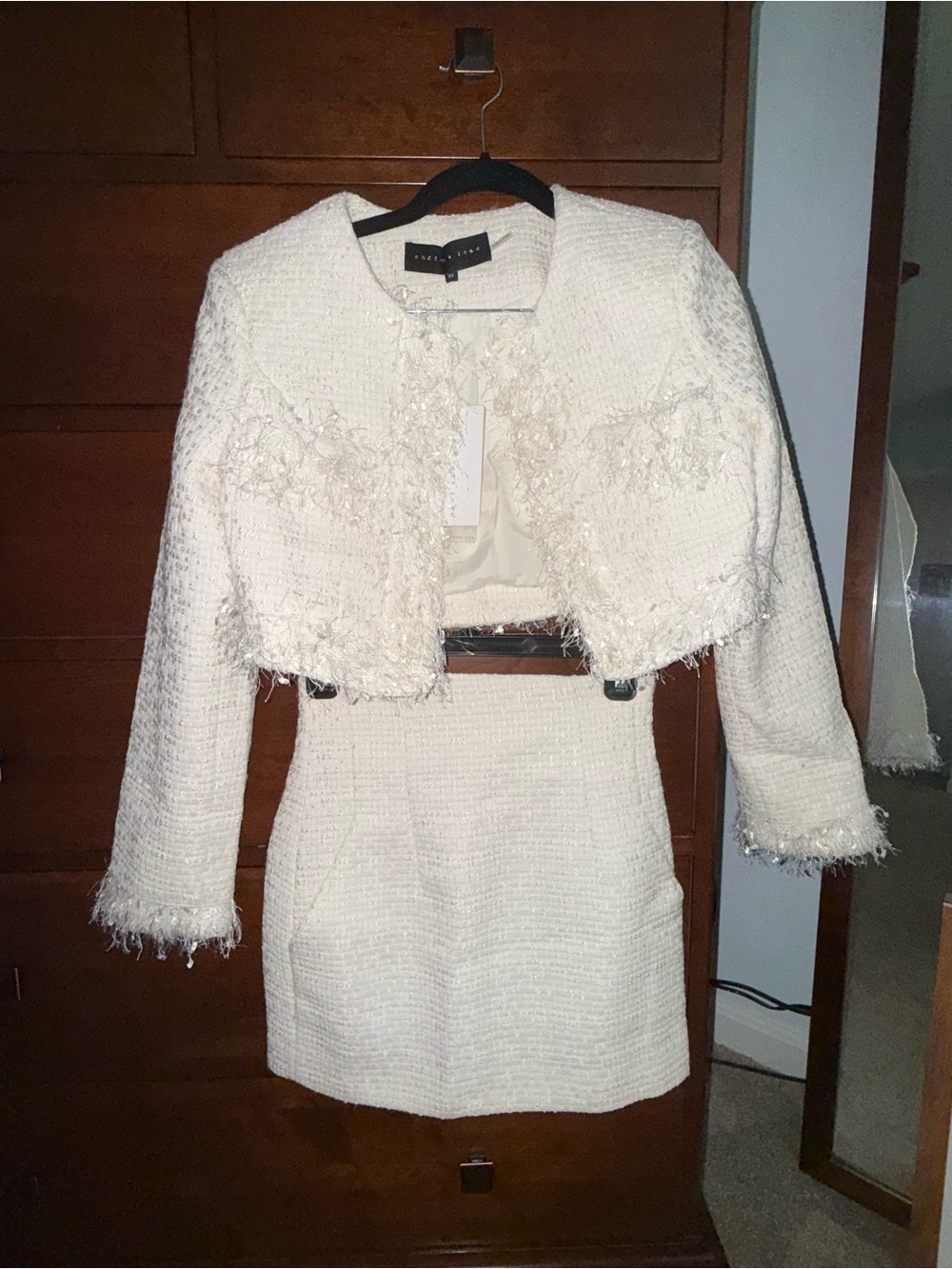 Endless Rose Cream Tweed Mini Skirt & Jacket Set